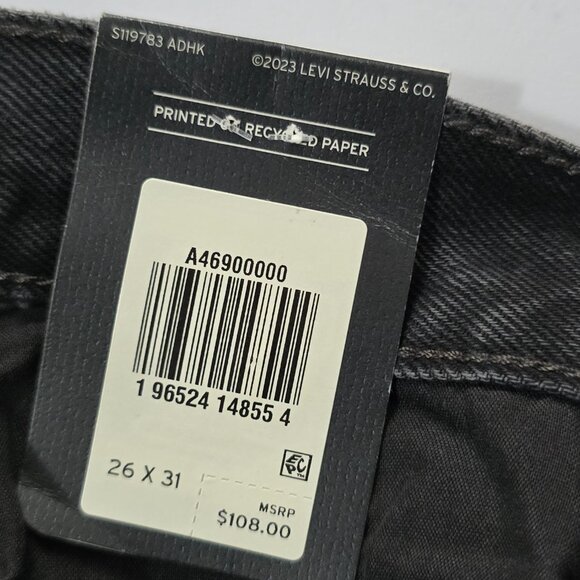 NWT Levi's Premium Middy Straight Leg Jeans Black 26 Minimalist - Picture 9 of 9